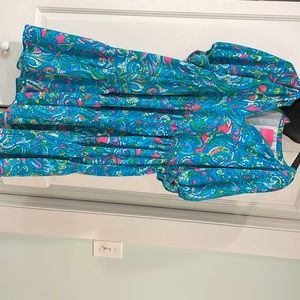 puff sleeve, mid length swing dress